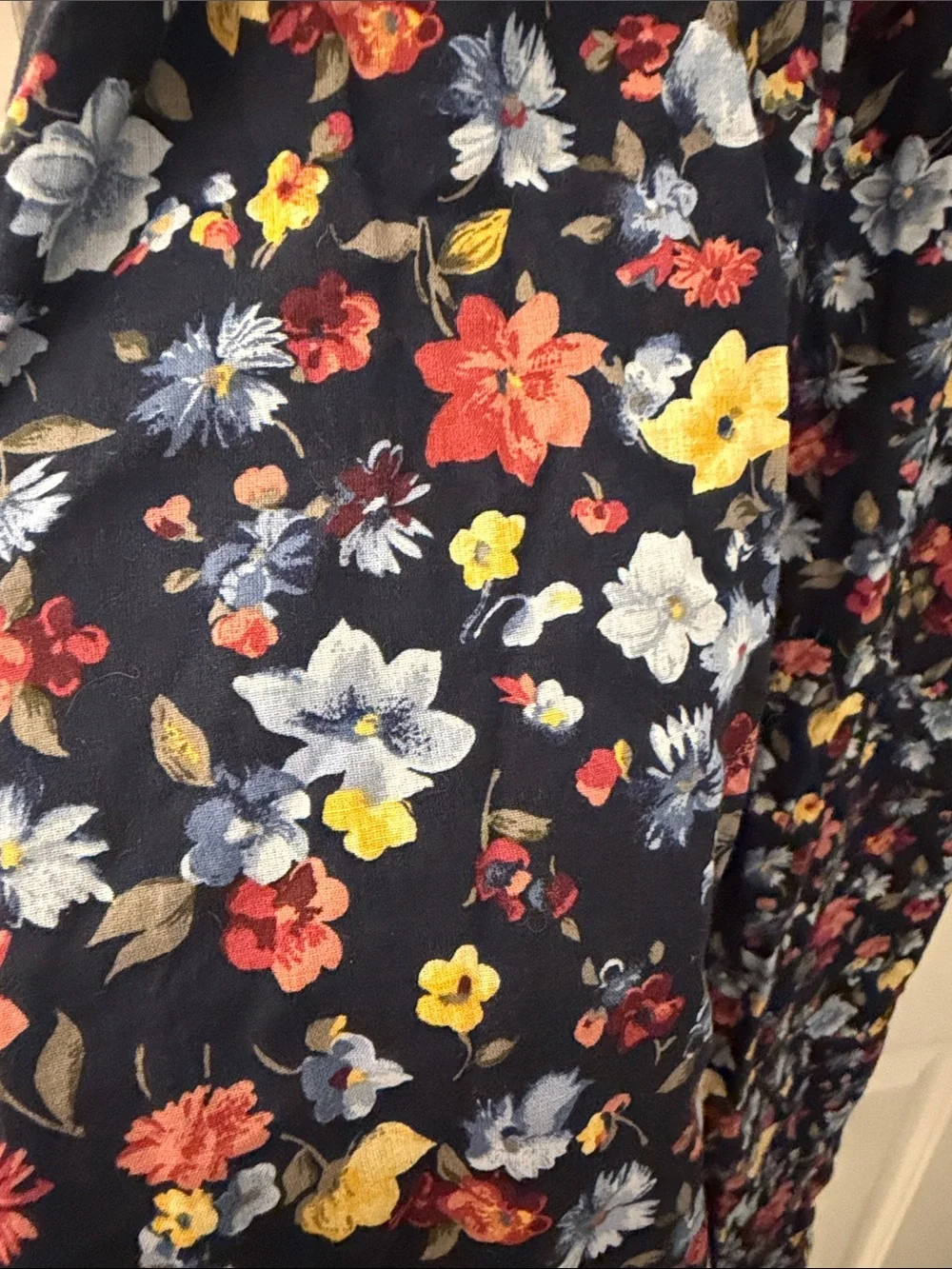 Abercrombie & Fitch Floral Puff-Sleeve Midi Dress - Navy Floral